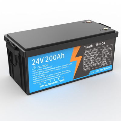 24V 25.6V 200Ah μπαταρία λιθίου σιδήρου φωσφορικού με 5120Wh ενέργειας και 100A εκφόρτιση